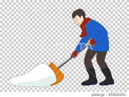 Illustration material: A man shoveling snow with a smile Illustration material: A man shoveling snow with a smile 85826281