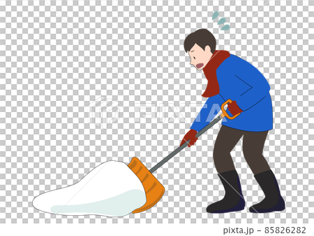 插圖素材:一個滿臉愁容的鏟雪人 插圖素材:一個滿臉愁容的鏟雪人 85826282