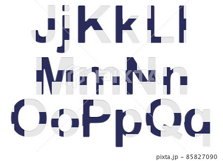 Letters with Finnish flag. J, K, L, M, N, O, P uppercase and lowercase letters. 3D rendering Letters with Finnish flag. J, K, L, M, N, O, P uppercase and lowercase letters. 3D rendering 85827090