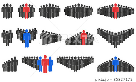 Business people team, crowd silhouettes groups. People in queue, business team silhouettes vector symbols set. Crowd people signs 85827175