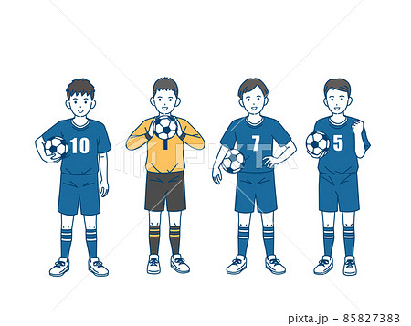 サッカー 部活 スポーツ 男子 中高生 全身 イラストのイラスト素材 8573