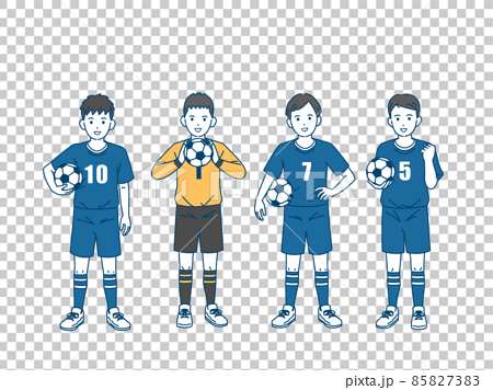 サッカー 部活 スポーツ 男子 中高生 全身 イラストのイラスト素材 8573