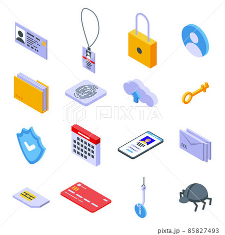 Personal information icons set, isometric style Personal information icons set, isometric style 85827493