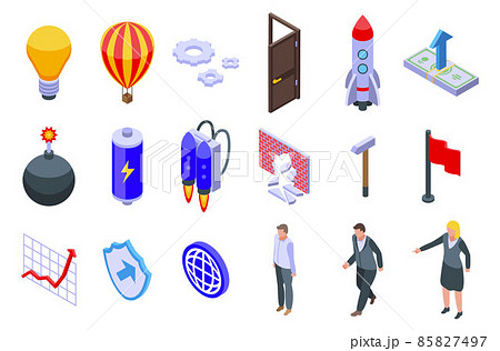 Breakthrough icons set, isometric style 85827497