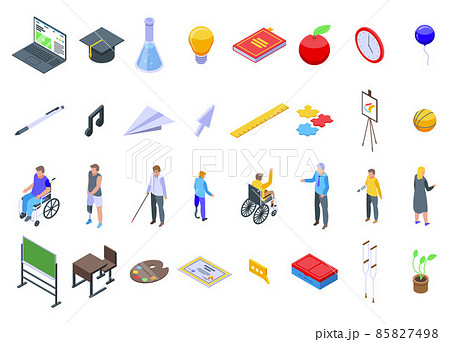 Inclusive education icons set, isometric style 85827498