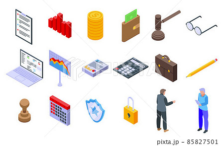 Audit icons set, isometric style 85827501