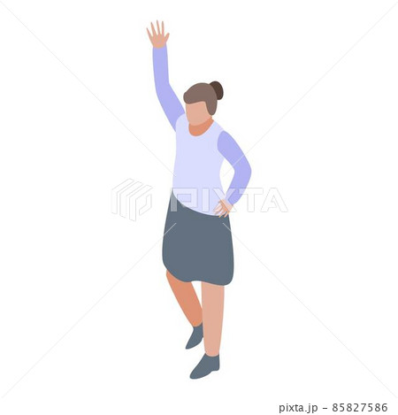 Girl hand up icon, isometric style 85827586