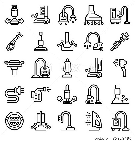 Steam cleaner icons set, outline style 85828490