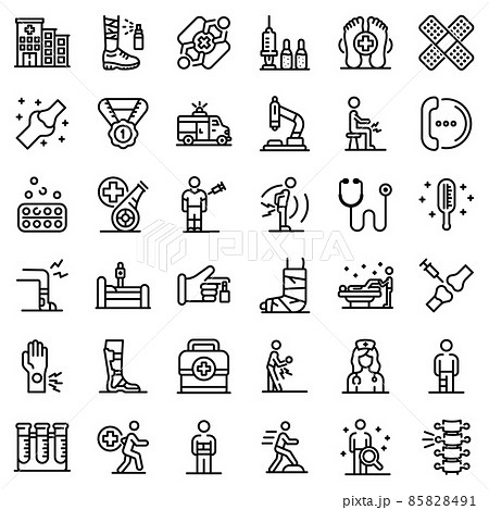 Sports doctor icons set, outline style 85828491