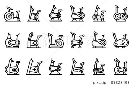 Exercise bike icons set, outline style 85828493