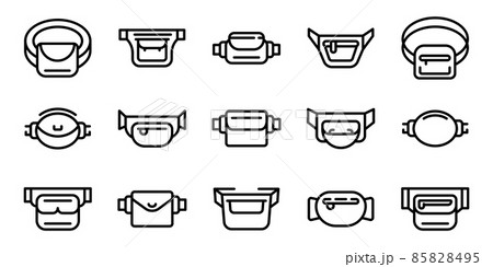 Waist bag icons set, outline style 85828495