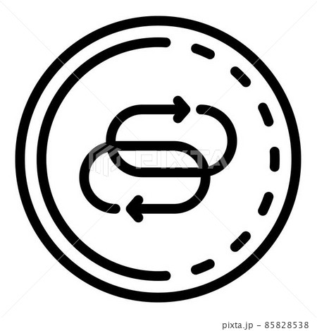 Two refresh signs in a circle icon, outline style Two refresh signs in a circle icon, outline style 85828538