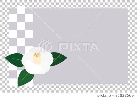 Illustration of a visit during the cold: camellia and checkered pattern Illustration of a visit during the cold: camellia and checkered pattern 85828569