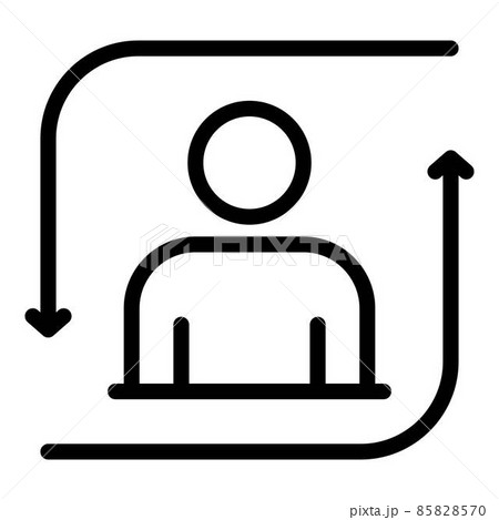 Man and reload arrows icon, outline style Man and reload arrows icon, outline style 85828570