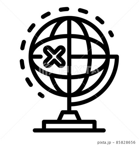 Cross mark on the globe icon, outline style 85828656