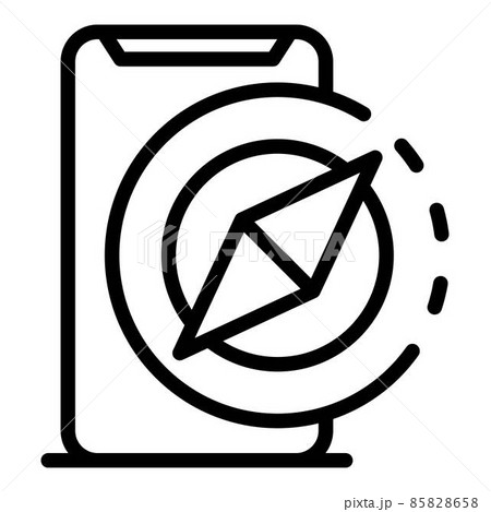 Smartphone and compass icon, outline style 85828658
