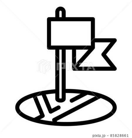 Flag on map icon, outline style 85828661