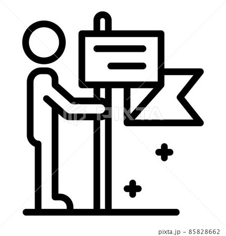 Man with map flag icon, outline style 85828662