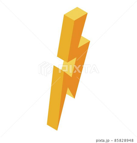 Yellow powerful thunder icon, isometric style Yellow powerful thunder icon, isometric style 85828948