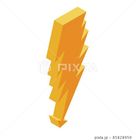 Yellow power bolt icon, isometric style Yellow power bolt icon, isometric style 85828950