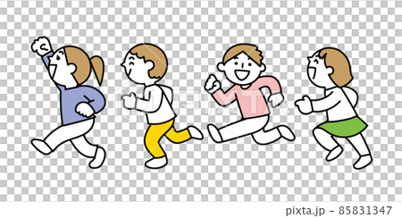 楽しそうに走る子どもたち 85831347