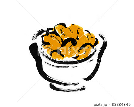 うに丼の手描き筆描き和風イラスト うに丼の手描き筆描き和風イラスト 85834349