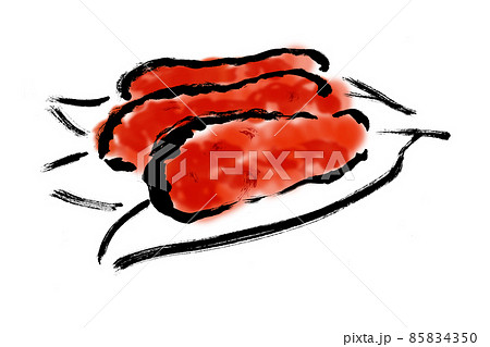 辛子明太子3本の手描き筆描きイラスト 辛子明太子3本の手描き筆描きイラスト 85834350