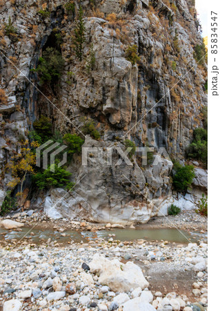 View of a mountain river in Kesme Bogaz canyon, Antalya province in Turkey 85834547