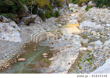 View of a mountain river in Kesme Bogaz canyon, Antalya province in Turkey 85834548