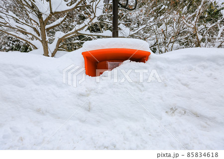 雪に埋もれる塩カル 85834618