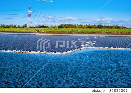 メガソーラーパネル発電　太陽光発電システム　梅ノ木古凍貯水池　川島町 85835091