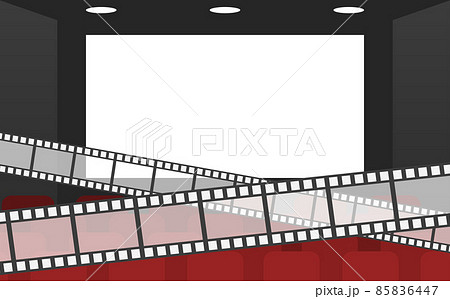 映画館のスクリーンとフィルムのイラストのイラスト素材