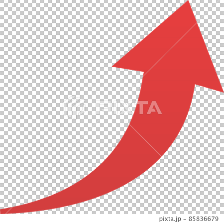 右肩上がりの赤い矢印のシンプルなイラスト 右肩上がりの赤い矢印のシンプルなイラスト 85836679