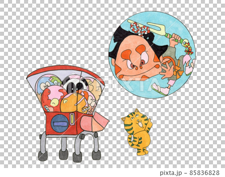 ガシャガチャをする猫 85836828