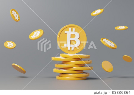 3d render stack of cryptocurrency Bitcoin. Cryptocurrency digital currency concept. 85836864