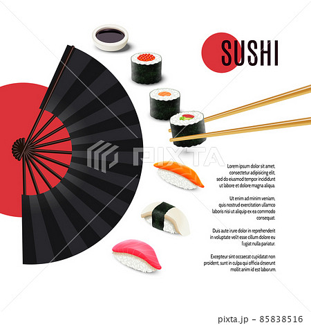 Sushi Poster With Folding Fan 85838516