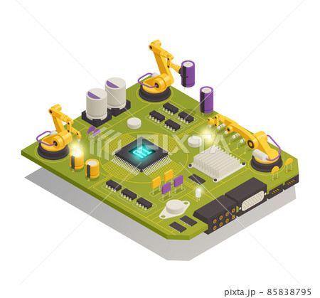 Semiconductor Electronic Components Isometric Composition Semiconductor Electronic Components Isometric Composition 85838795