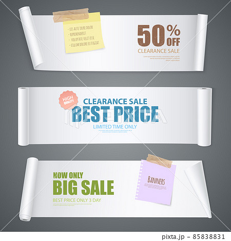 Realistic Scroll Paper Banners Realistic Scroll Paper Banners 85838831