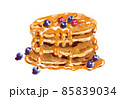 シロップがたっぷりかかったパンケーキ 85839034