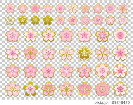 金縁の和風の桜のアイコンセット 金縁の和風の桜のアイコンセット 85840470