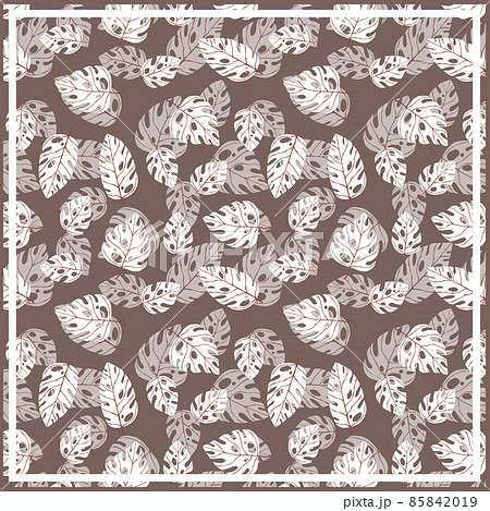 Print for kerchief, bandana, scarf, handkerchief, shawl, neck scarf. Squared pattern with ornament for fabric, textile, silk products. Paisley vector with abstract leaves. Floral folk tracery 85842019