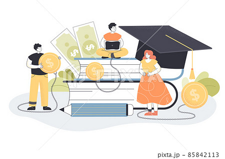 Tiny college or university students making loan to take degree 85842113