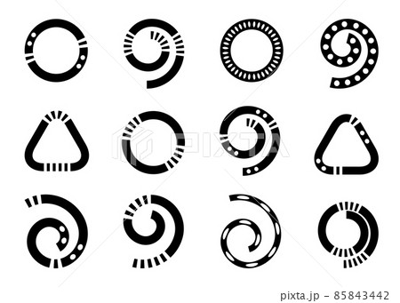 Abstract spiral, circle and triangle elements for design. 85843442