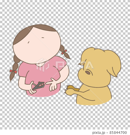 女孩和狗剪指甲 85844700