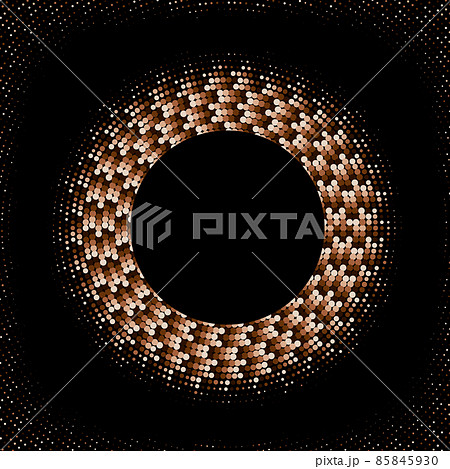 Halftone abstract dark background of light and dark brown dots, design element, frame 85845930