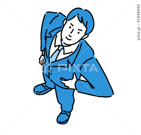 俯瞰から見た手を腰に当てたスーツの男性 85846099