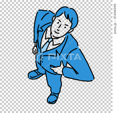 俯瞰から見た手を腰に当てたスーツの男性 85846099