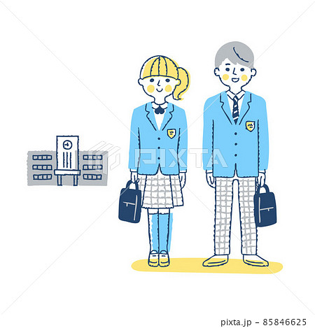 高校生の男女と学校 85846625