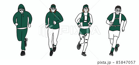 ランニング　男性　トレラン　イラスト 85847057