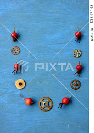 Like necklace from clock gears and wild rose hips Like necklace from clock gears and wild rose hips 85847448